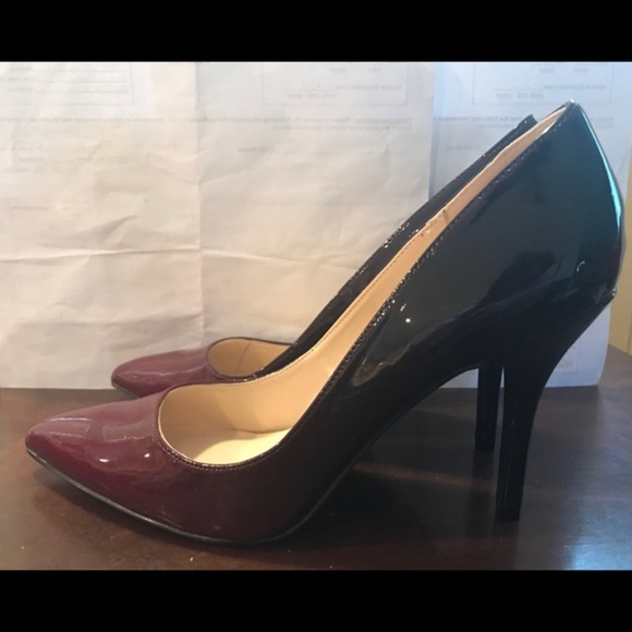 Nine West burgundy Ombre glossy Patent Leather stiletto pump heels Size 10‎ new - Picture 11 of 12